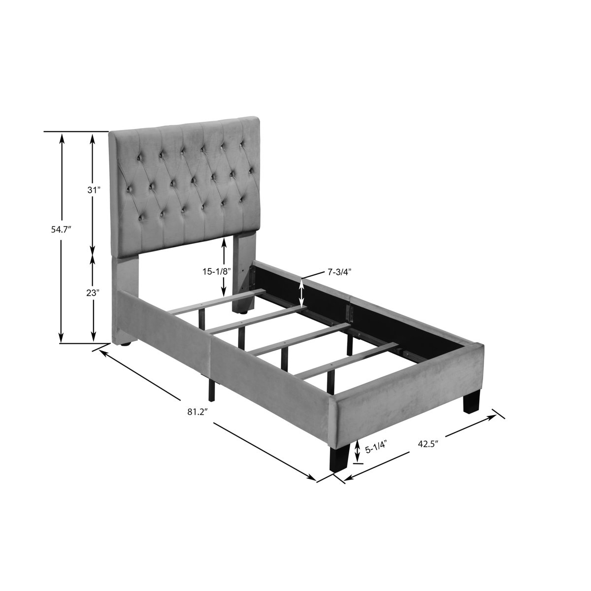 Etta Avenue™ Kayden Tufted Upholstered Low Profile Standard Bed
